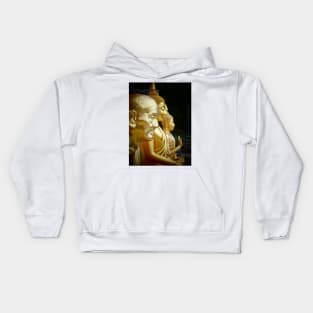 3 Buddhas seated, Thailand. One depicted as an old man. Kids Hoodie